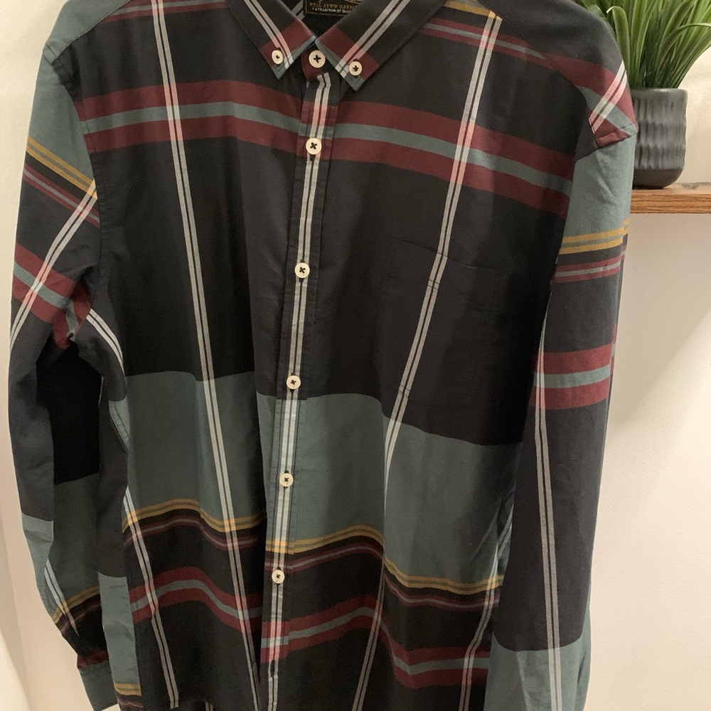 Long sleeve shirt Large 7Diamond vintage. Multicolor Black, gray, rust color.
